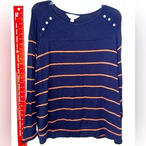 market & spruce Button detail brushed knit top 1X navy